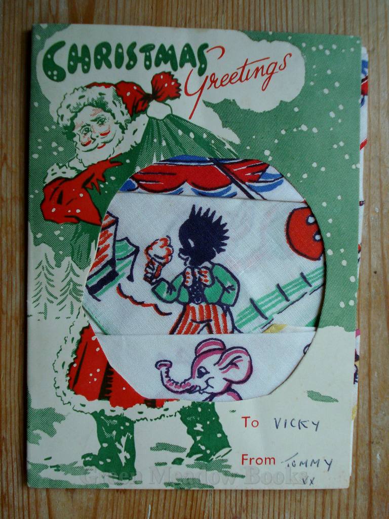 Image for CHRISTMAS GREETING CARD OF CHILDREN'S HANDKERCHIEFS WITH GOLLY AND ELEPHANTS