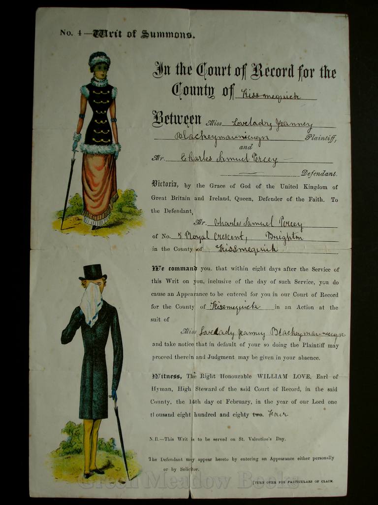 Image for VALENTINE GREETING No. 4 WRIT OF SUMMONS