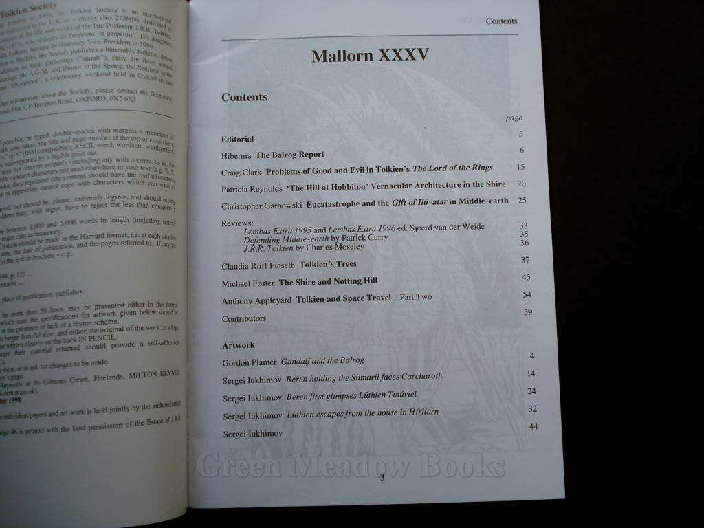 Image for MALLORN 35 SEPTEMBER 1997 THE JOURNAL OF THE TOLKIEN SOCIETY